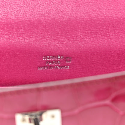 Hermes Shiny Alligator Kelly Pochette Fuchsia 6 of 12
