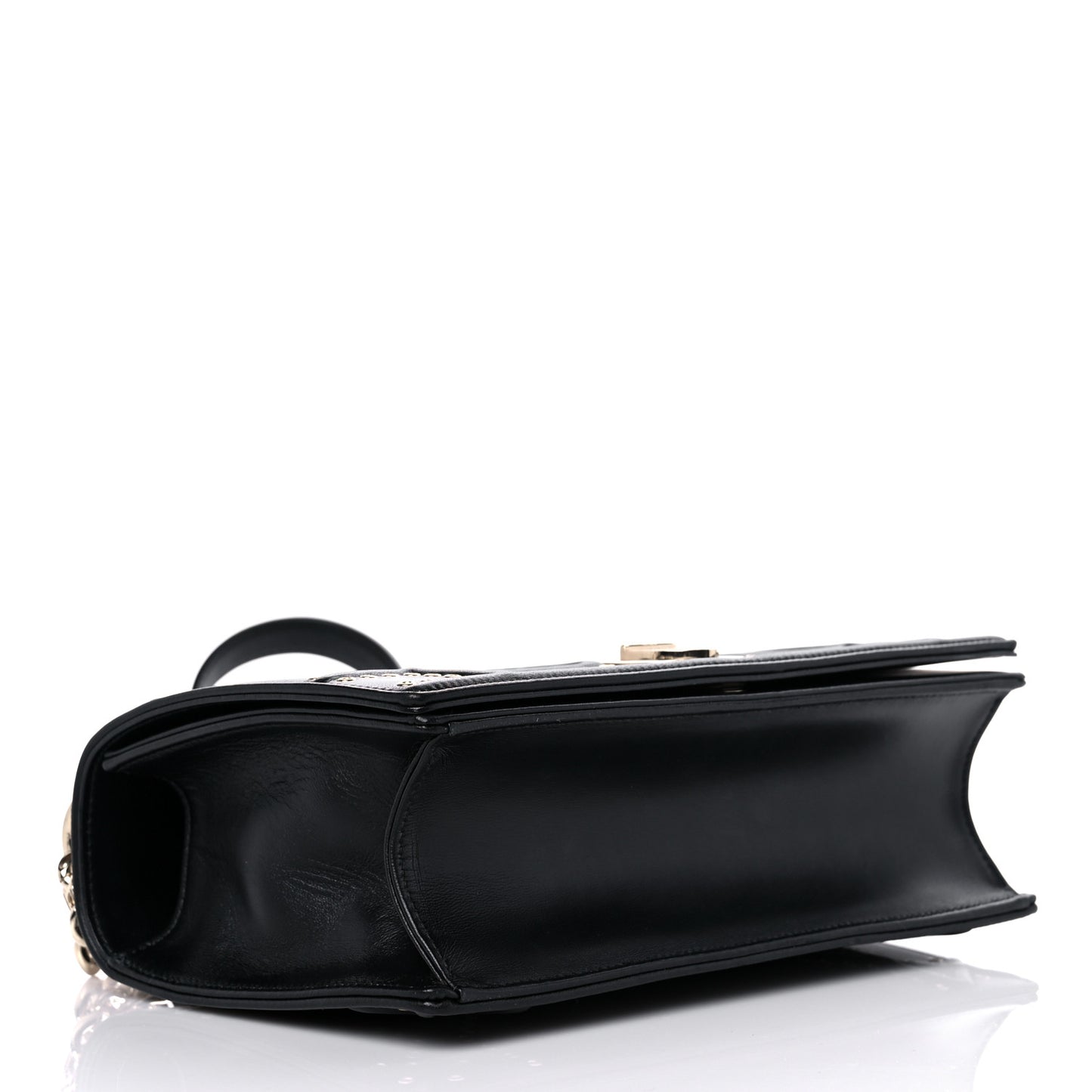 Lambskin Studded Medium Diorama Flap Bag Black