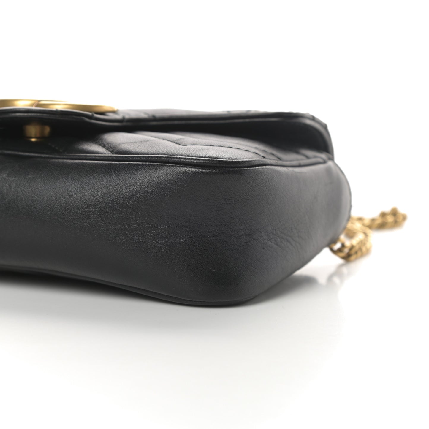 Calfskin Matelasse Super Mini GG Marmont Shoulder Bag Black
