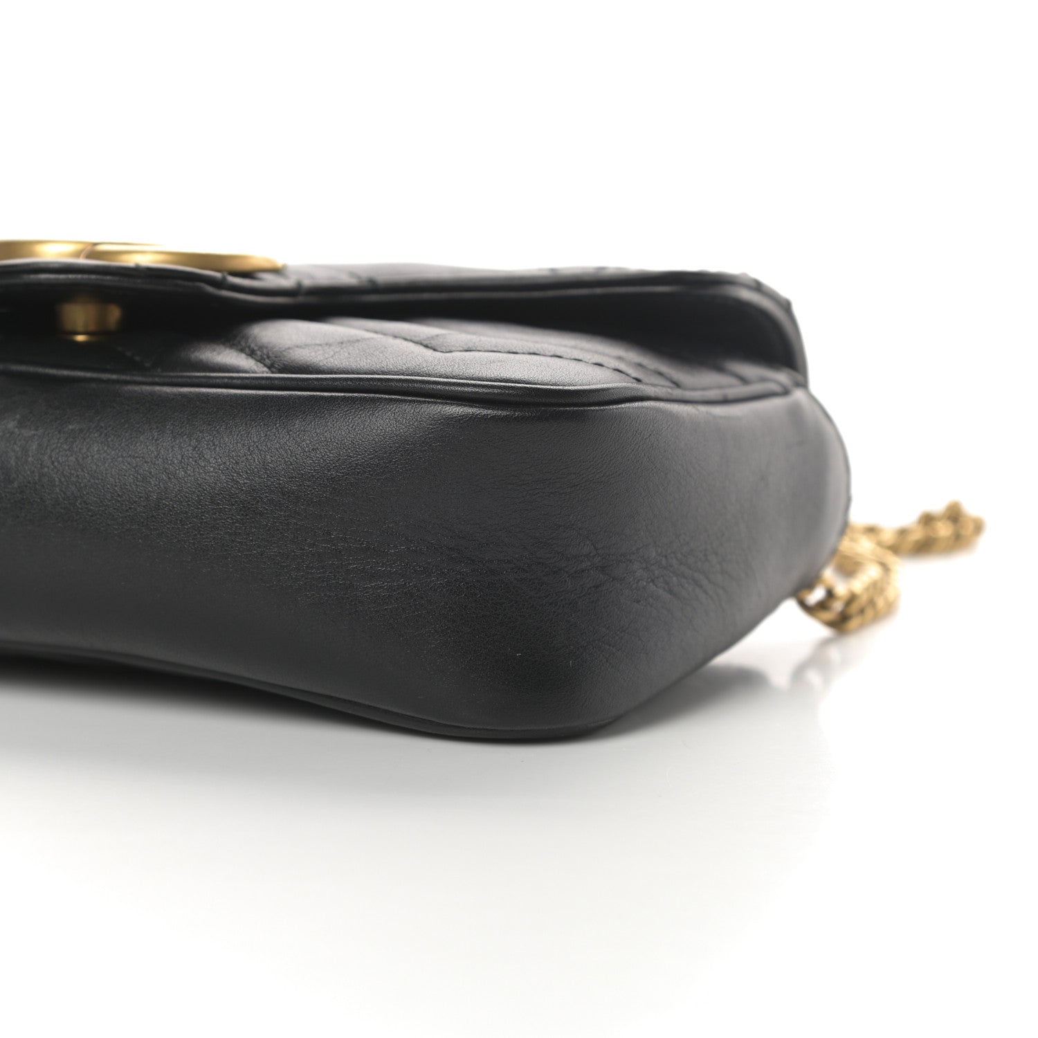 Gucci Calfskin Matelasse Super Mini GG Marmont Shoulder Bag Black 10 of 13