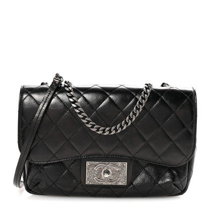 Chanel Shiny Goatskin Quilted Medium Flap Black 1 of 10