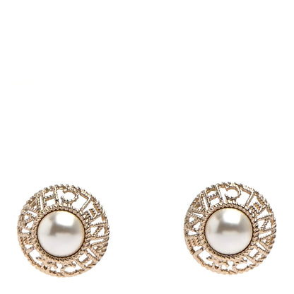 Chanel Pearl CC Round Rope Logo Earrings Gold 1 of 4