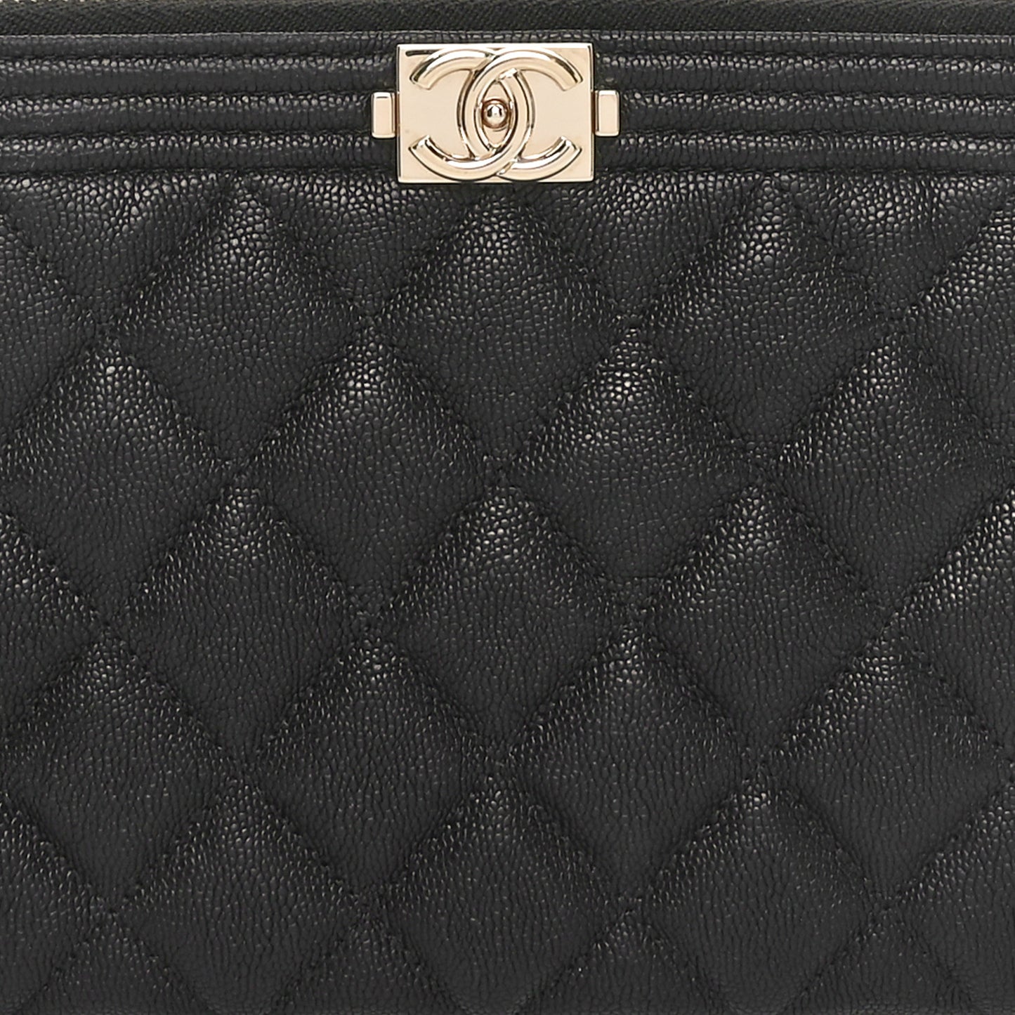 Caviar Quilted Small Boy Cosmetic Case Black