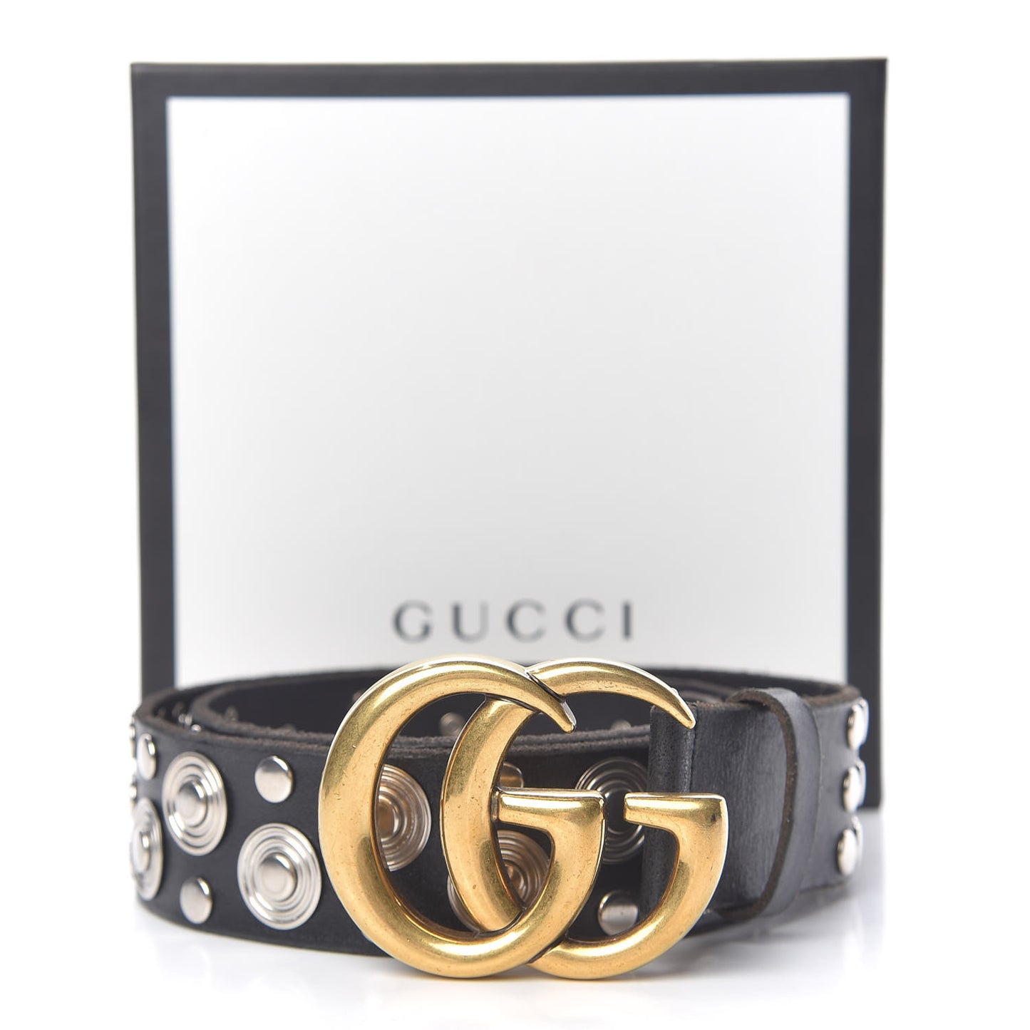 Calfskin Studded Double G 40mm Belt 90 36 Black