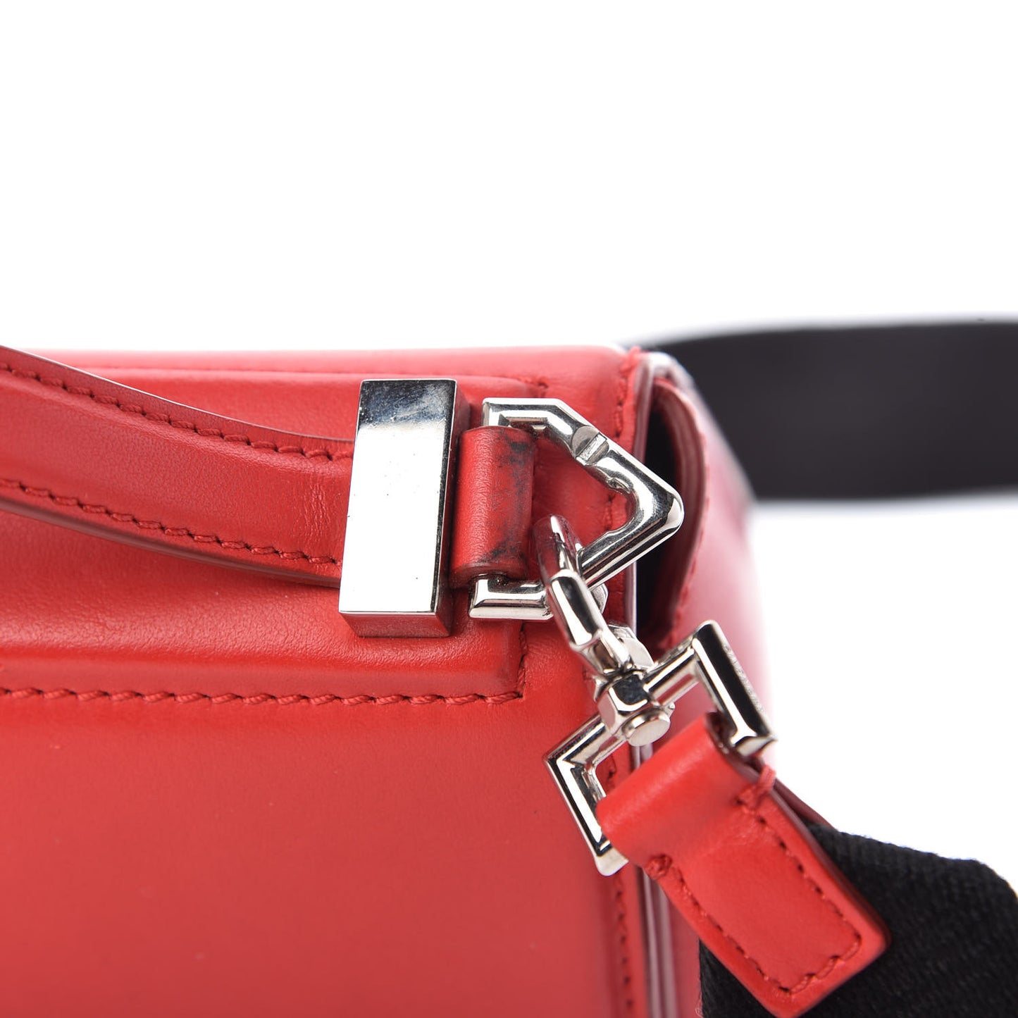 Calfskin Mini Pandora Box Logo Strap Crossbody Bag Medium Red