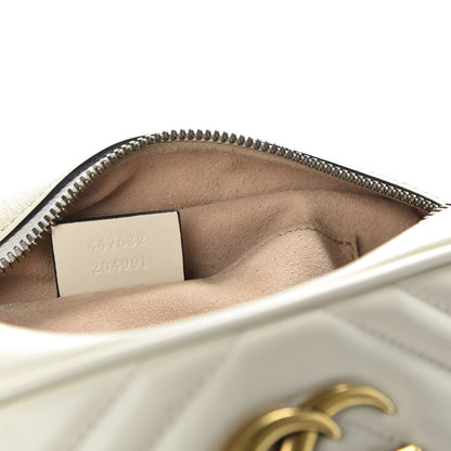 Gucci Calfskin Matelasse Small GG Marmont Chain Shoulder Bag White 7 of 10