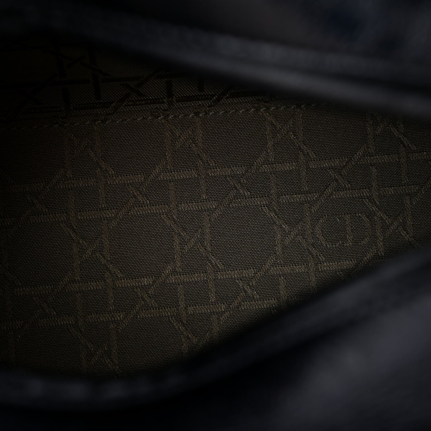 Metallic Lambskin Cannage Medium Lady Dior Navy Blue