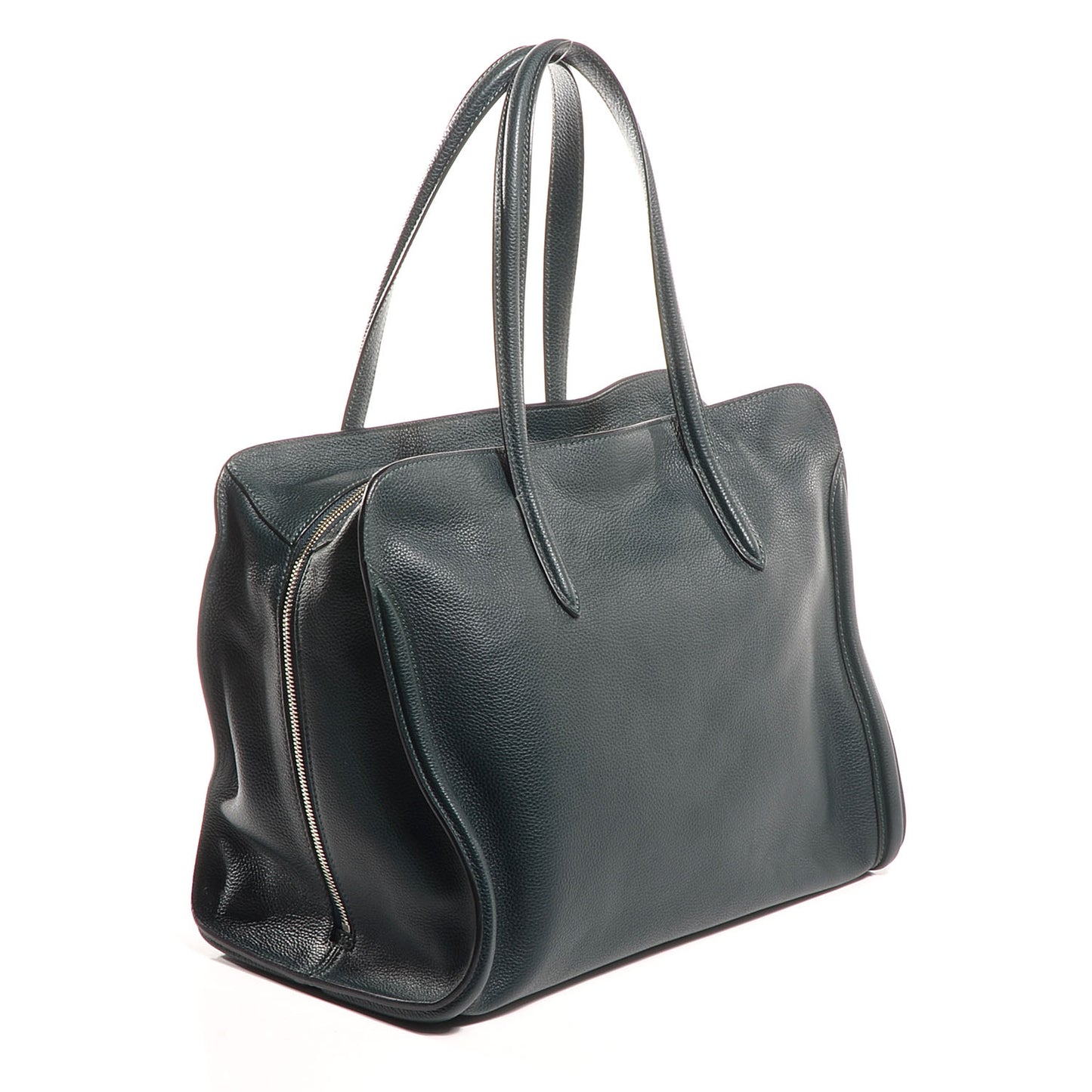 Pebbled Leather Skull Padlock Tote Tourmaline