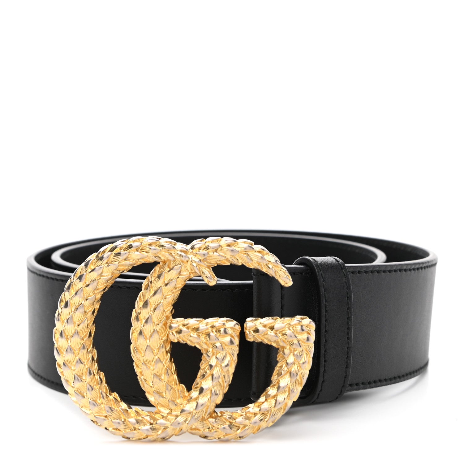 Gucci Moon Calfskin Scales Double G 40mm Belt 75 30 Black 1 of 5