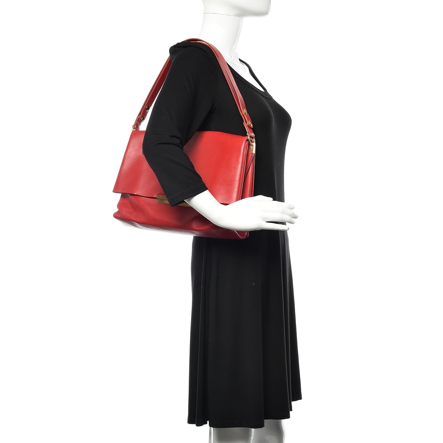 Celine Calfskin Blade Flap Bright Red 2 of 9