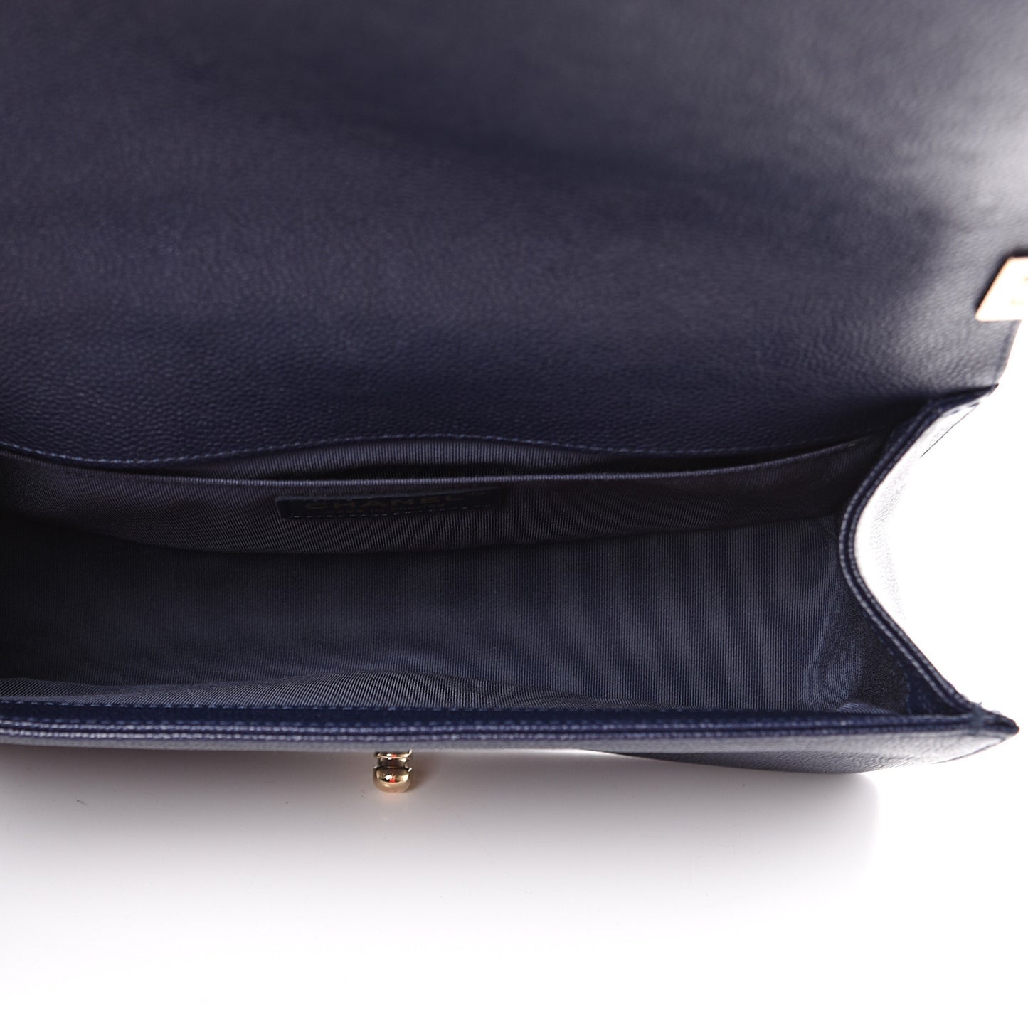Caviar Chevron Quilted Medium Boy Flap Navy