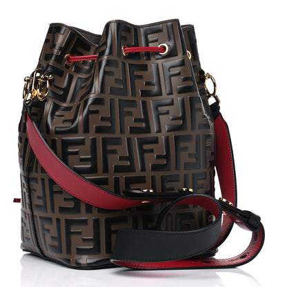 Fendi Vitello Grace F is Fendi Bi-Color FF 1974 Embossed Grande Mon Tresor Bucket Bag Maya Black Fragola 2 of 4