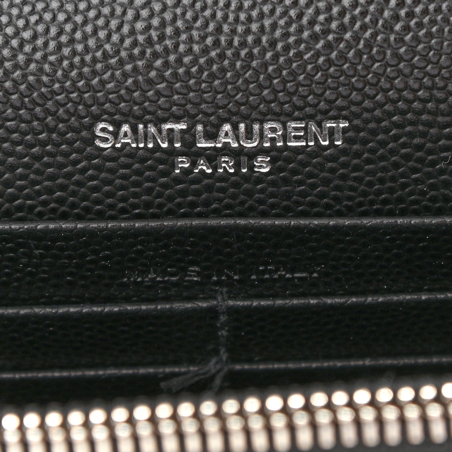 Saint Laurent Grain De Poudre Matelasse Chevron Monogram Envelope Chain Wallet Black 5 of 9