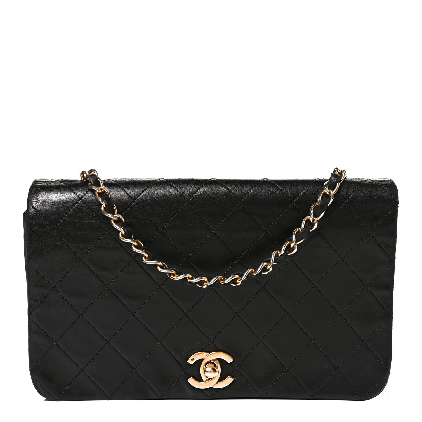 Lambskin Quilted Small Single Flap Black