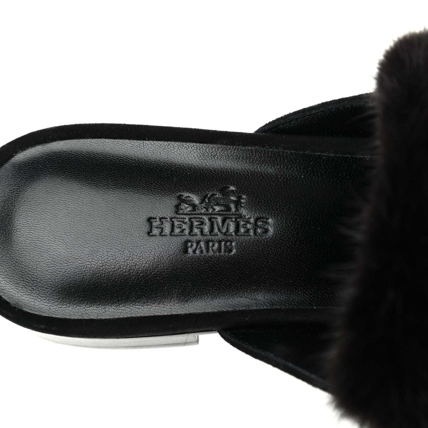 Mink Fur Suede Goatskin Trocadero Mule 35 Black