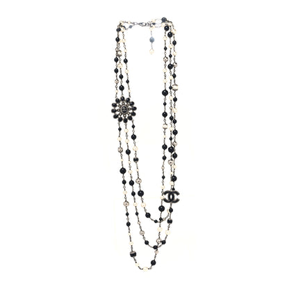 Chanel Gripoix Poured Glass Pearl CC Layered Pendant Necklace Navy Blue 3 of 7