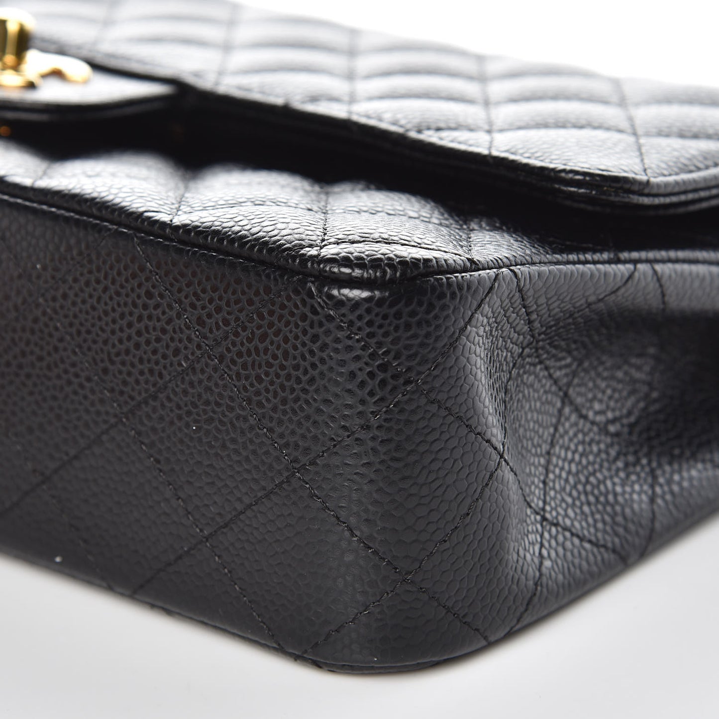 Caviar Quilted Medium Double Flap Black
