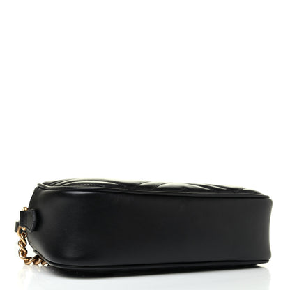 Gucci Calfskin Matelasse Small GG Marmont Chain Shoulder Bag Black 3 of 4