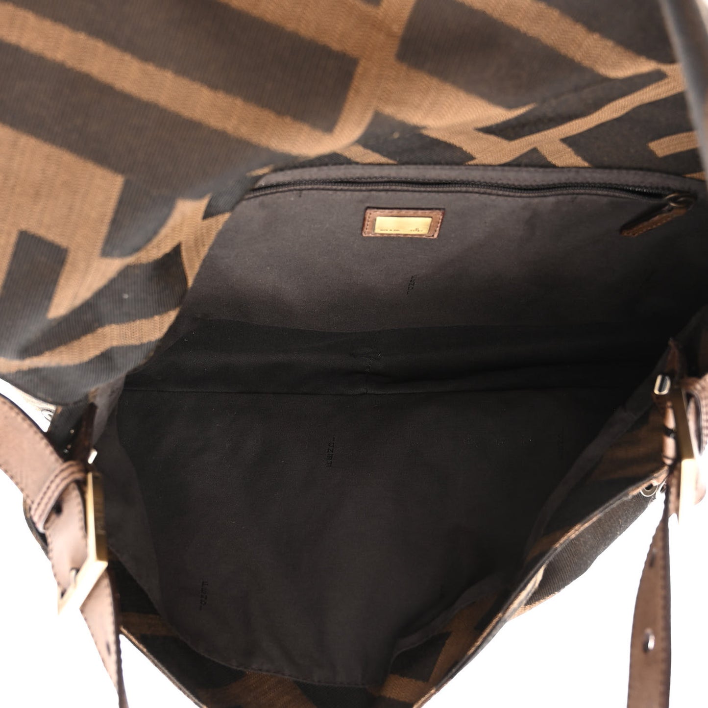 Fabric FF Diagonal Whipstich Large Convertible Baguette Tobacco