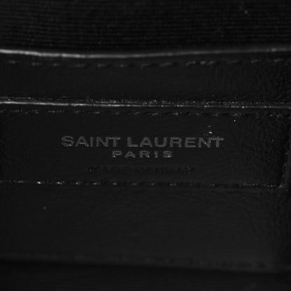 Saint Laurent Patent Mixed Matelasse Triquilt Small Monogram Satchel Black 6 of 9