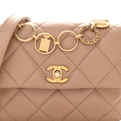 Chanel Calfskin Quilted Mini Charms Flap Dark Beige 8 of 10