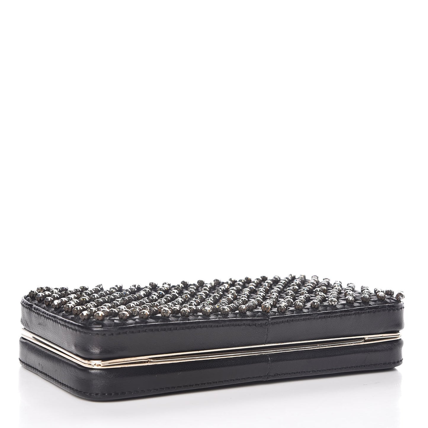 Nappa Crystal Embellished Secrets Minaudiere Clutch Black