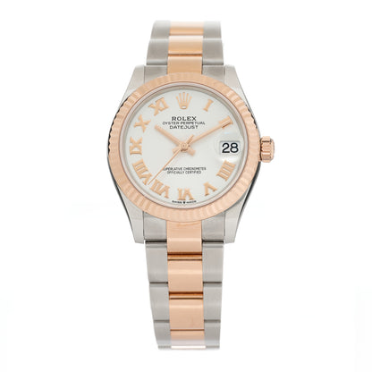 Rolex Stainless Steel 18K Everose Gold 31mm Oyster Perpetual Datejust Watch White Roman 278271 1 of 5