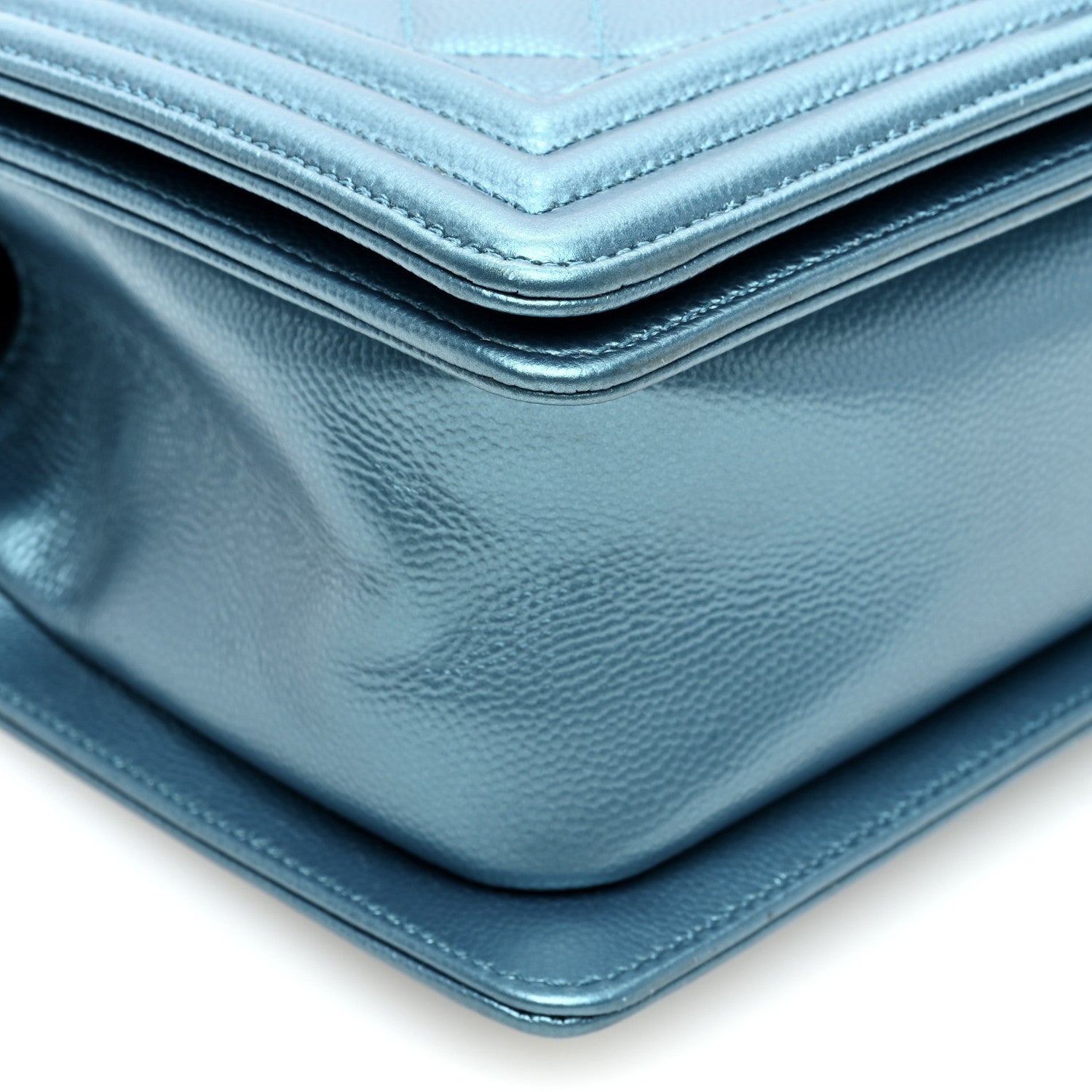 Chanel Metallic Caviar Quilted Medium Boy Flap Turquoise 9 of 10
