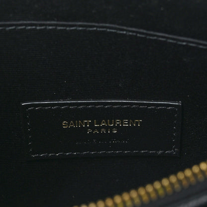 Saint Laurent Grain De Poudre Chevron Monogram Large Bill Pouch Black 6 of 7