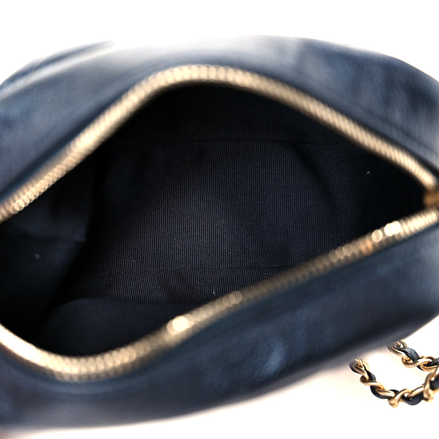Chanel Shiny Caviar Quilted Chain Melody Camera Bag Dark Blue 5 of 10