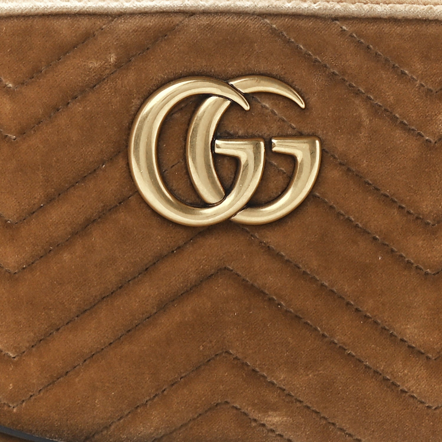 Gucci Velvet Matelasse Small GG Marmont Chain Shoulder Bag Taupe 9 of 12