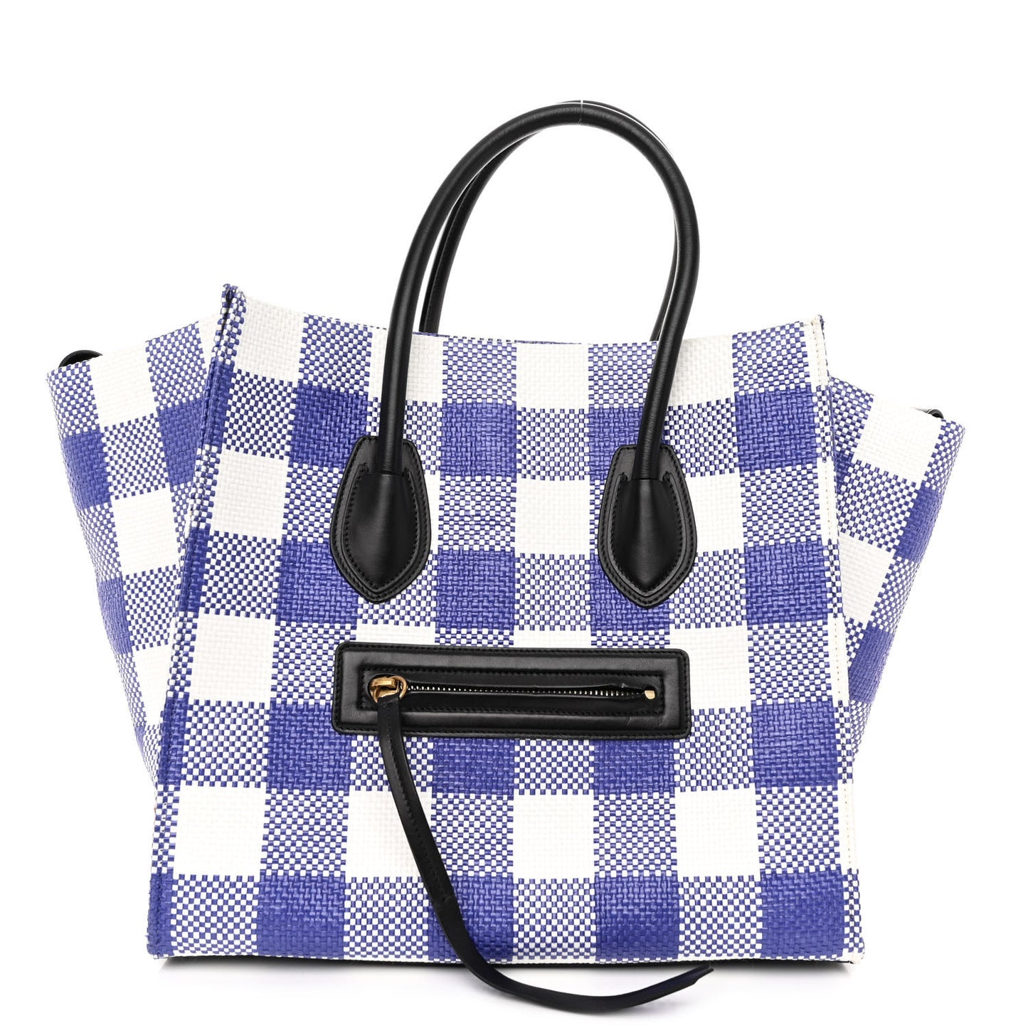Gingham Woven Medium Phantom Luggage Cobalt