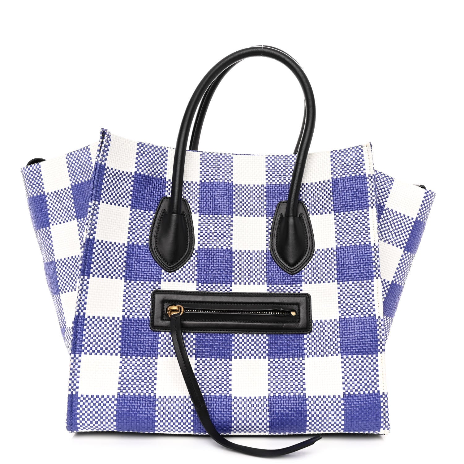 Celine Gingham Woven Medium Phantom Luggage Cobalt 1 of 9