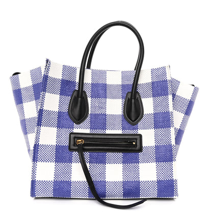 Celine Gingham Woven Medium Phantom Luggage Cobalt 1 of 9