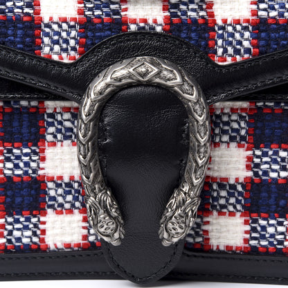 Gucci Vintage Tweed Check Small Dionysus Shoulder Bag White Hibiscus Red Marine 9 of 9