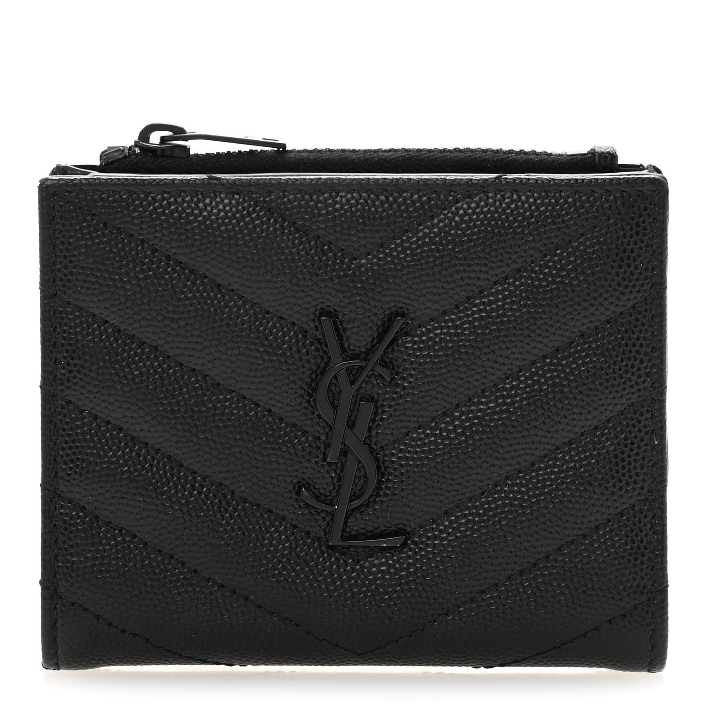 Grain De Poudre Matelasse Chevron Monogram Zipped Card Case Black