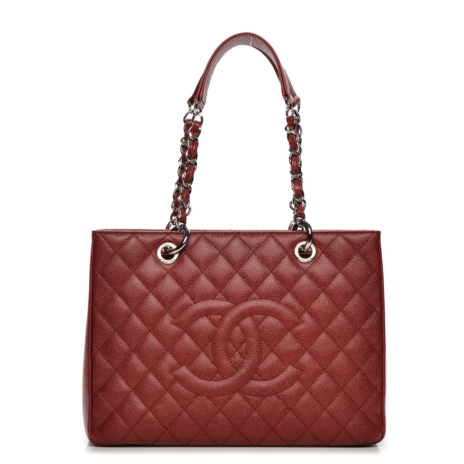Chanel Caviar Quilted Grand Shopping Tote GST Red 1 of 7