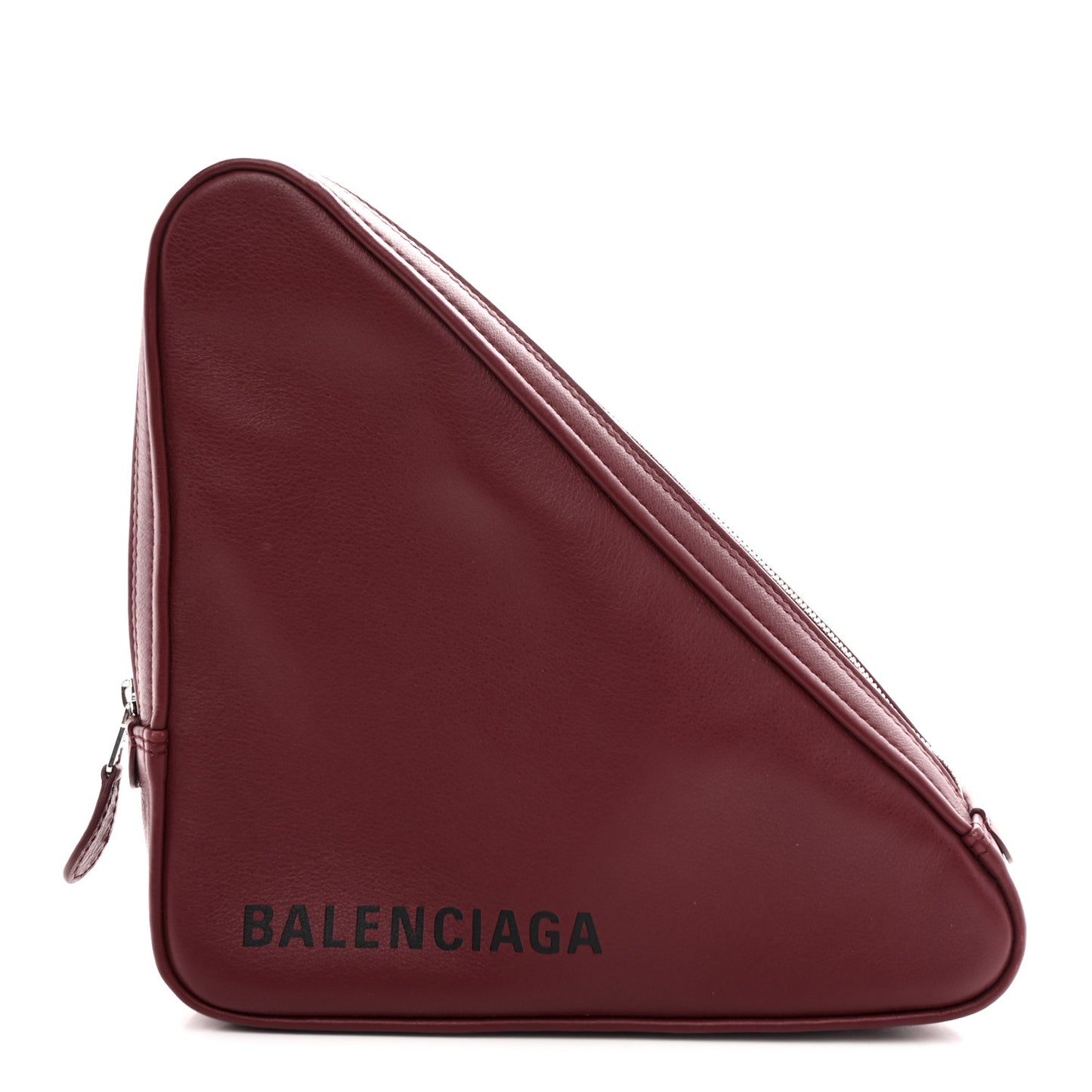 Shiny Day Calfskin M Triangle Pouch Rouge Grenat