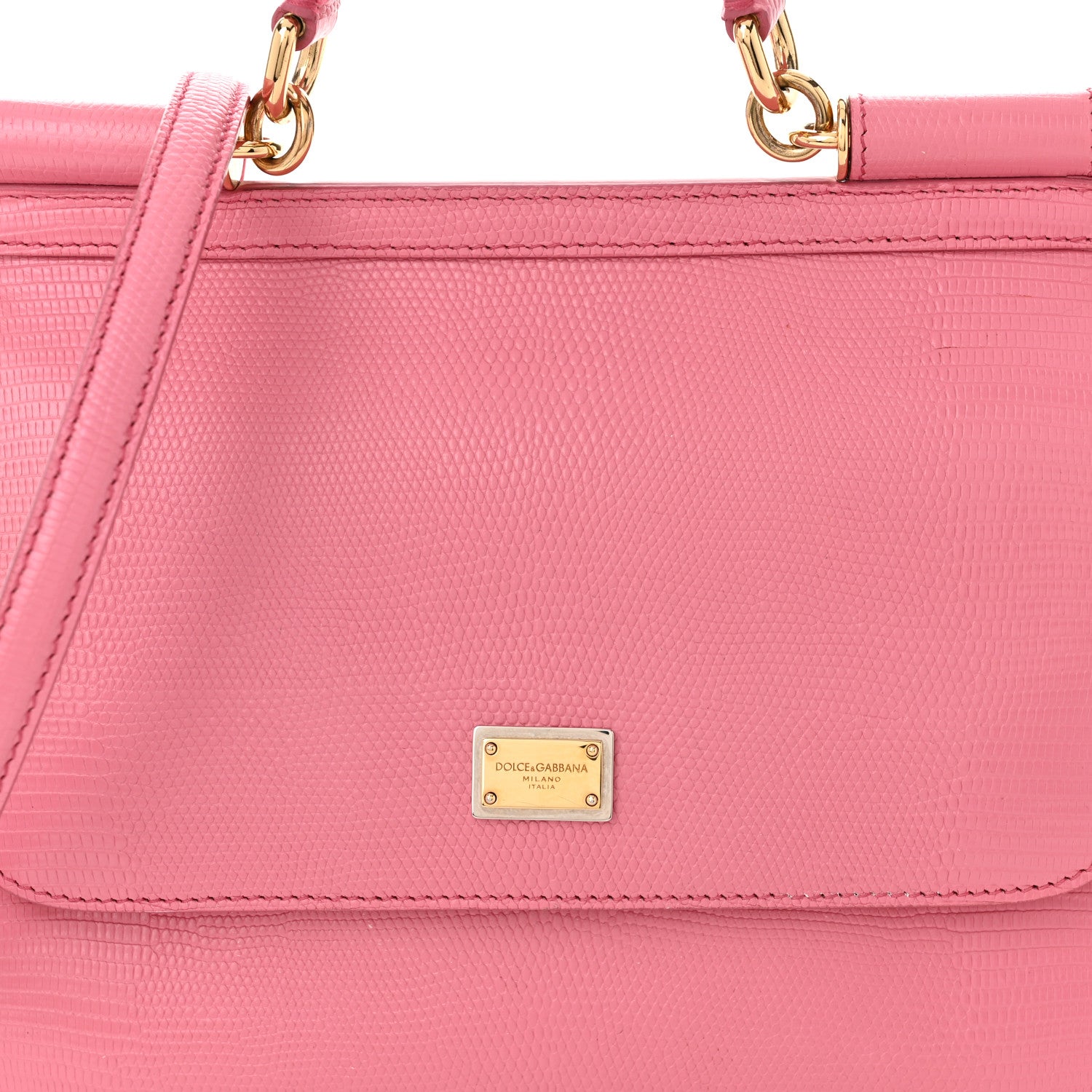 Dolce & Gabbana Iguana Calfskin Embossed Medium Miss Sicily Satchel Pink 9 of 11