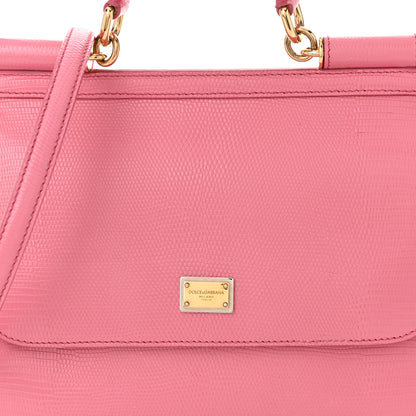 Dolce & Gabbana Iguana Calfskin Embossed Medium Miss Sicily Satchel Pink 9 of 11