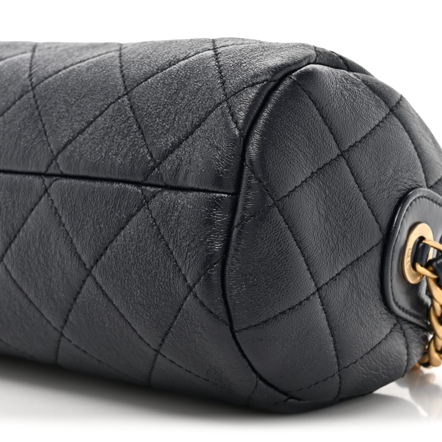 Chanel Shiny Lambskin Quilted Small Fashion Therapy Bowling Bag Navy 8 of 10