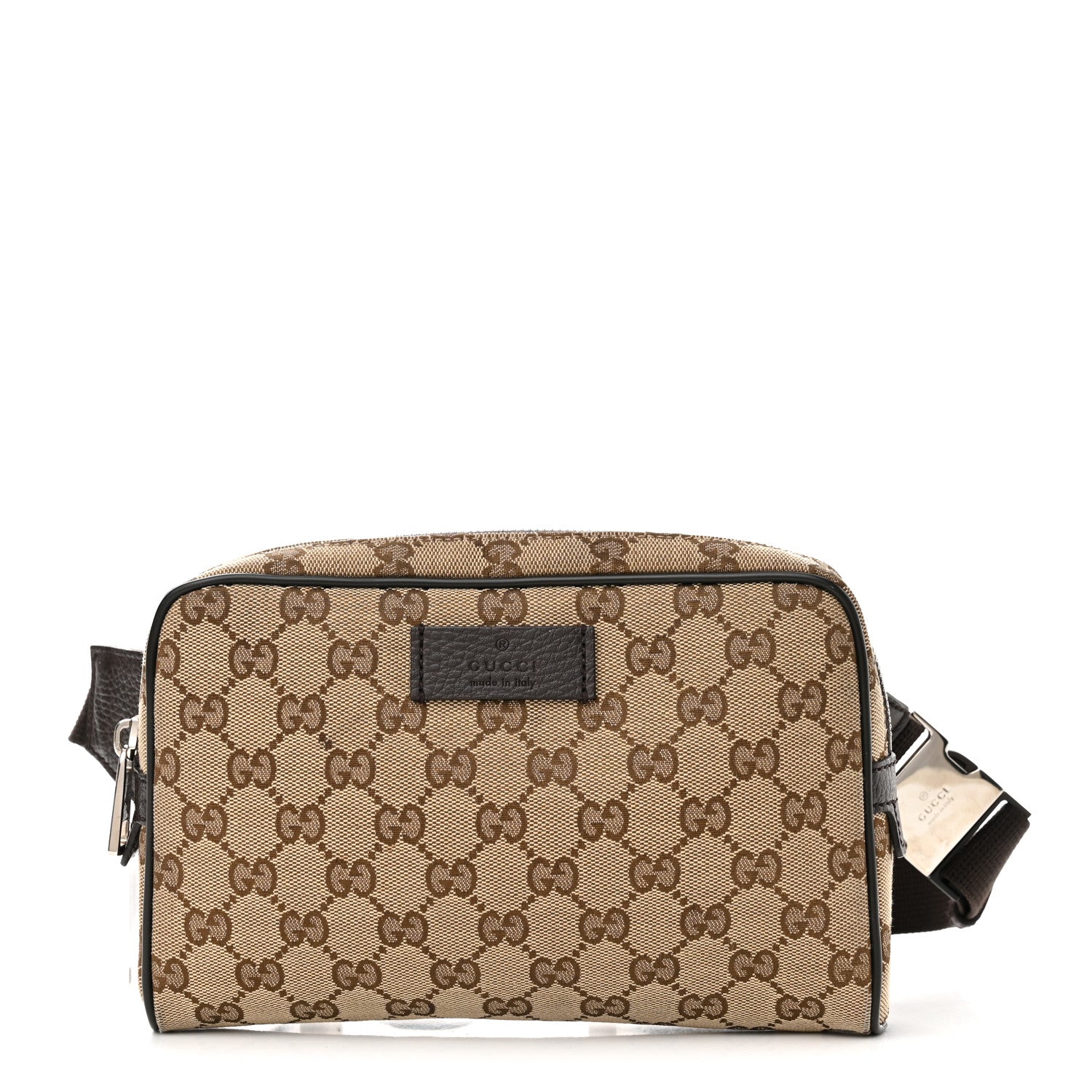 Gucci Monogram Dollar Calfskin Belt Bag Beige Ebony Testa di Moro Marrone Scuro 1 of 15