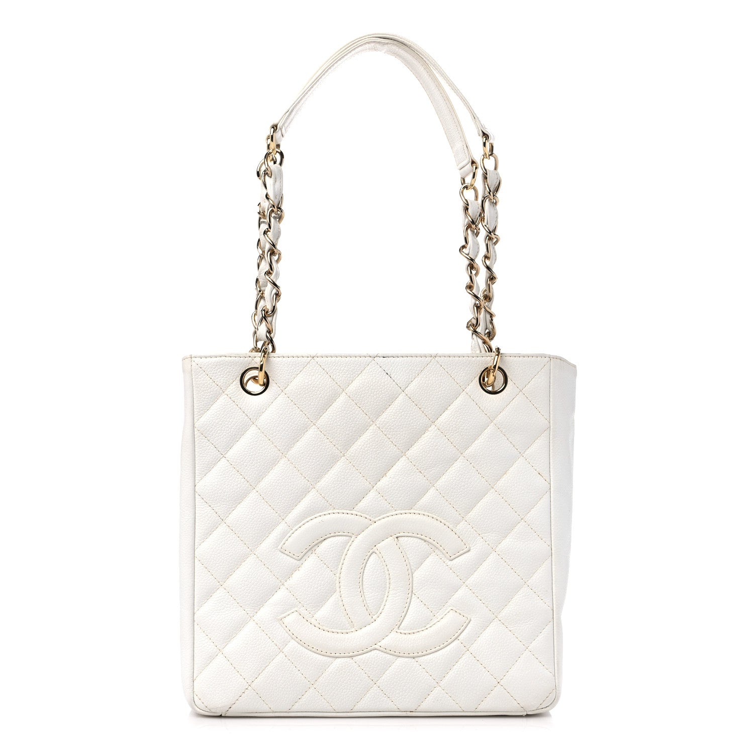Chanel Caviar Quilted Petit Shopping Tote PST White 1 of 18