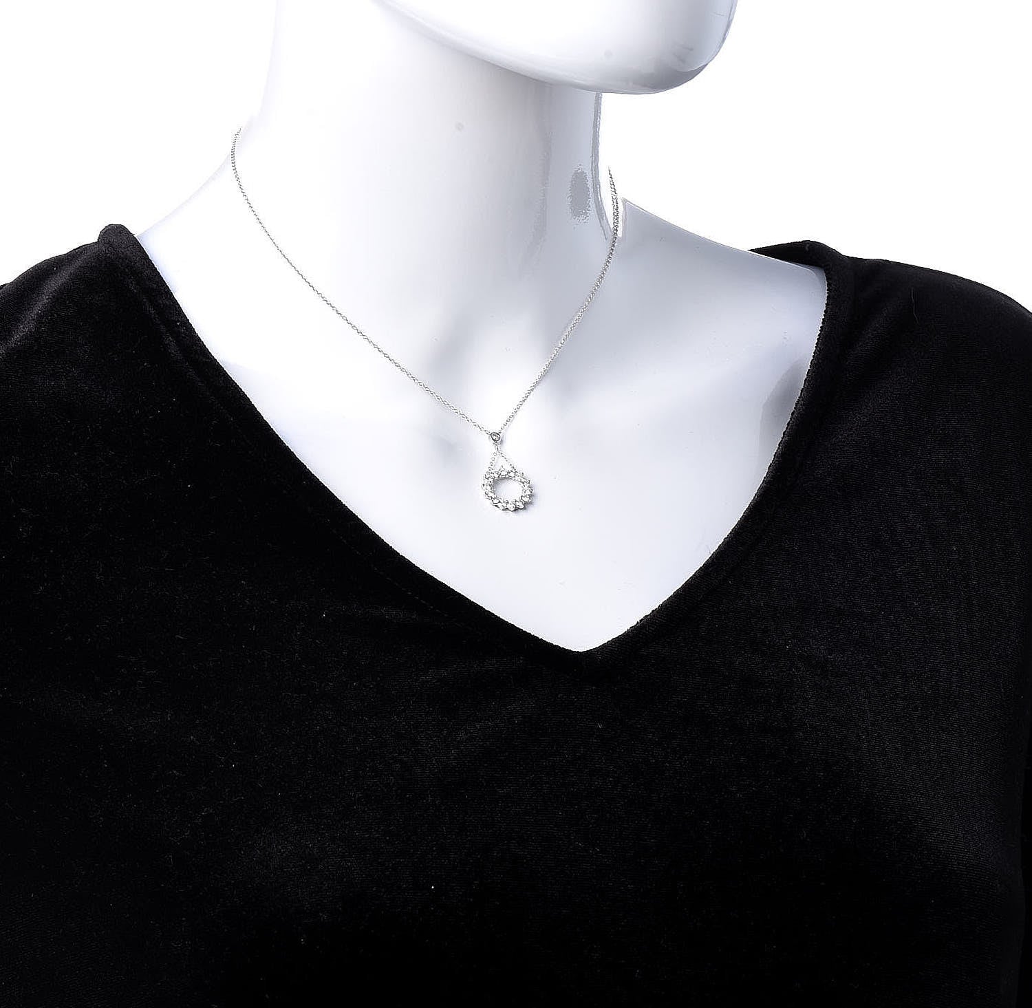Tiffany Platinum Diamond Small Open Circle Pendant Necklace 2 of 6