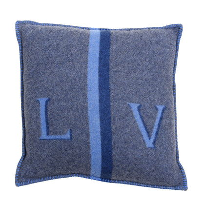 Louis Vuitton Wool Cashmere Cushion Pillow Blue Gray 1 of 4