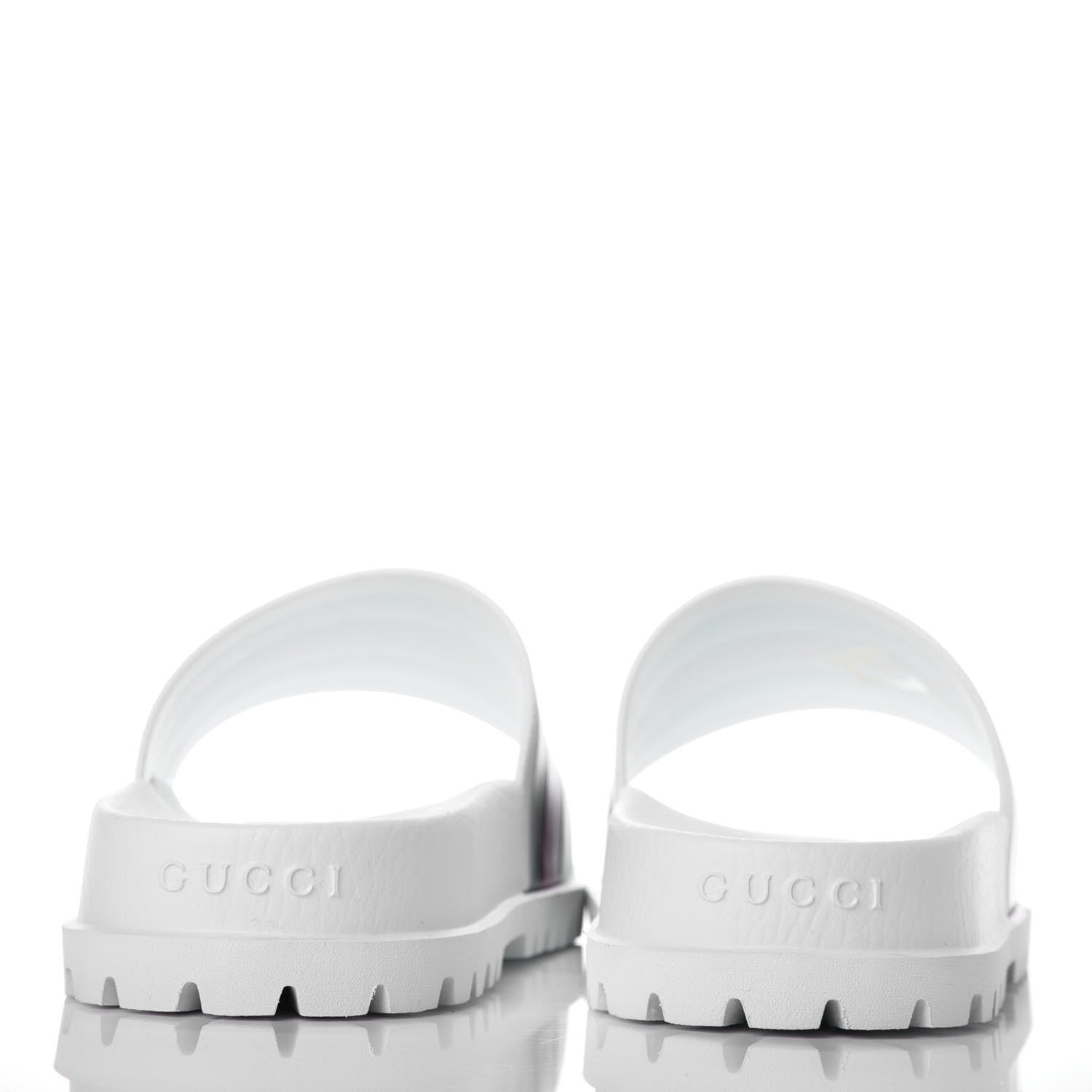 Gucci Rubber Web Mens Lug Sole Slide Sandals 6 Great White Green Red 5 of 8