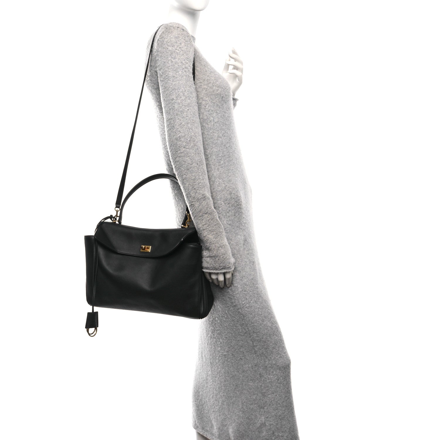 Balenciaga Natural Smooth Calfskin Medium Rodeo Top Handle Handbag  Black 2 of 9