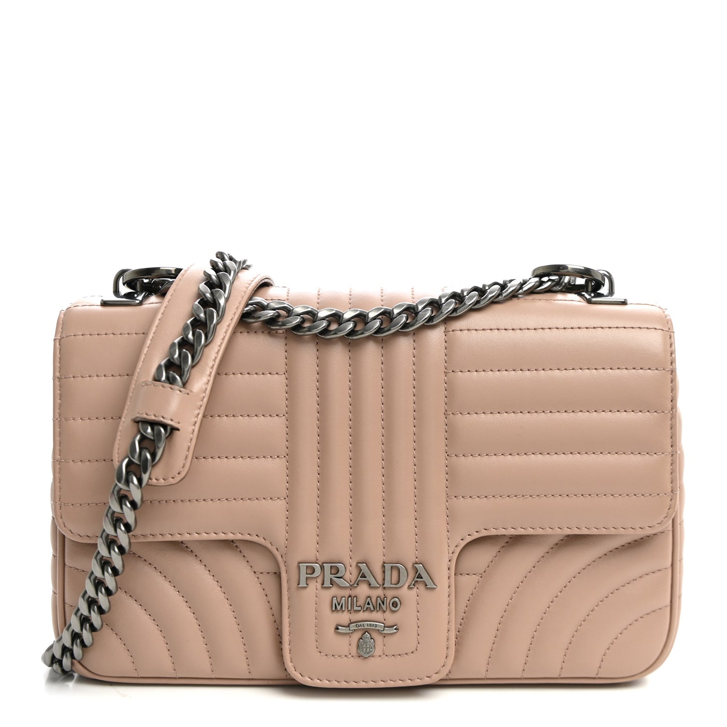 Soft Calfskin Impunture Diagramme Medium Chain Flap Shoulder Bag Cipria