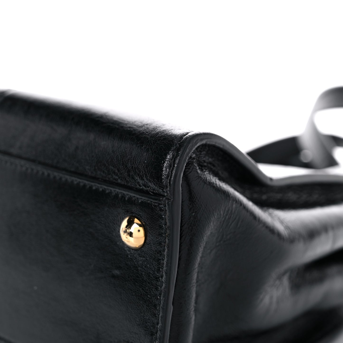 Agnello Old Shine Medium Peekaboo Iconic Satchel Black