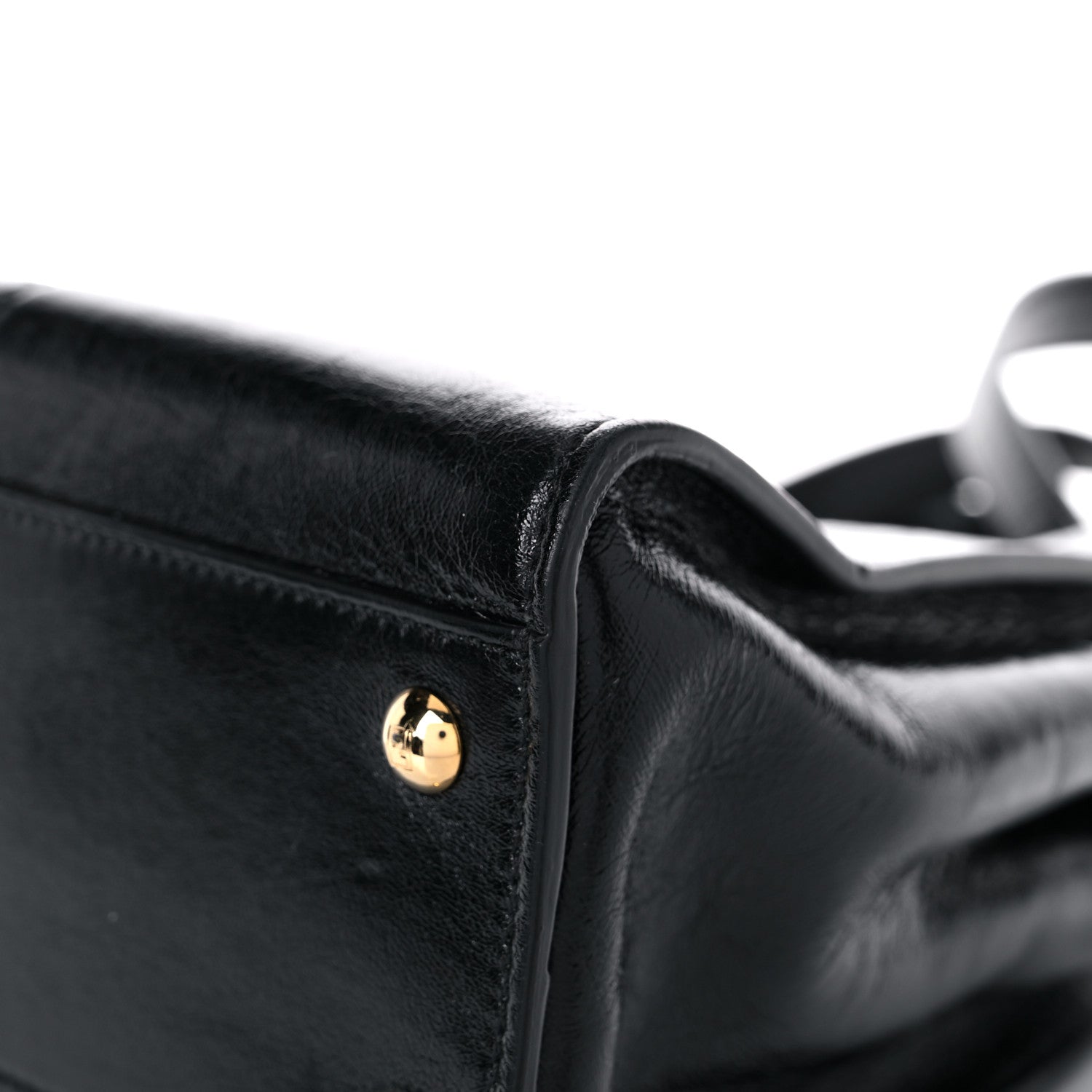 Fendi Agnello Old Shine Medium Peekaboo Iconic Satchel Black 10 of 16